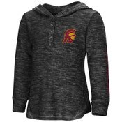 USC Trojans Toddler Girls Colosseum Black Tommy Head Hoodie Long Sleeve Henley T-Shirt